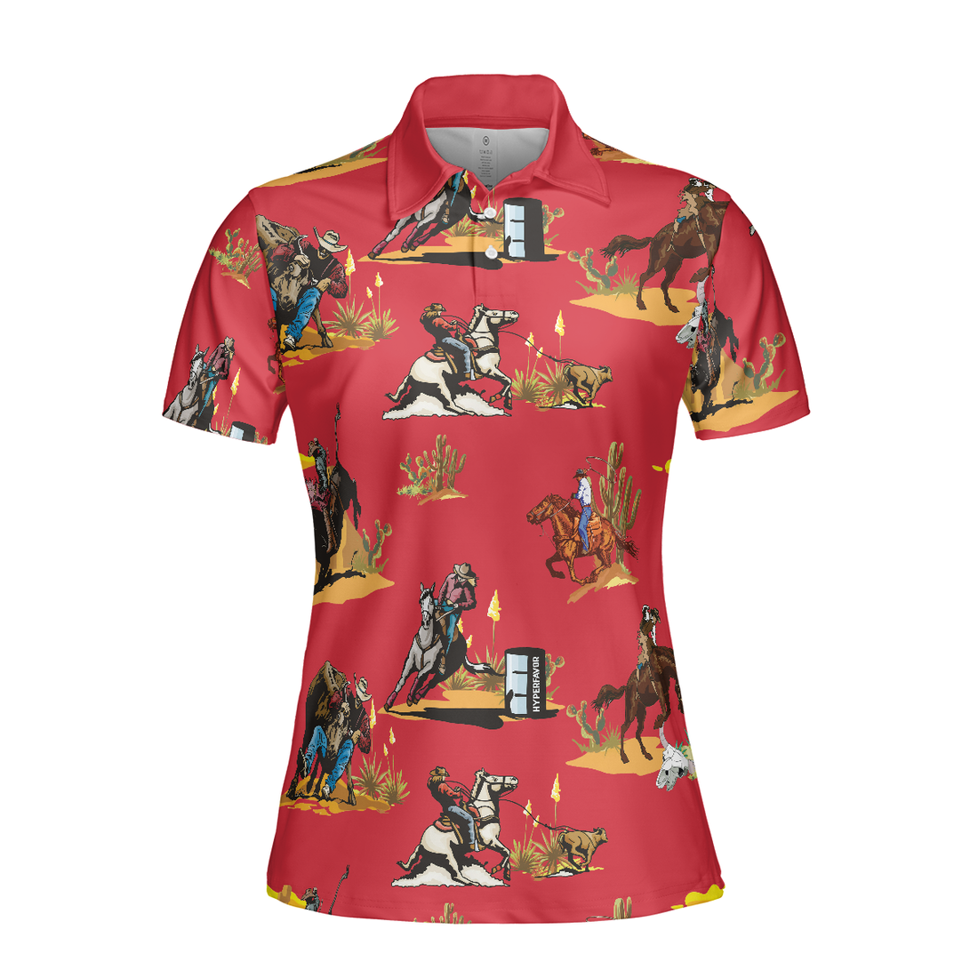 Rodeo Seamless Pattern Short Sleeve Women Polo Shirt - 1