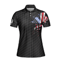 American Women Golfer Black Version Golf Short Sleeve Women Polo Shirt American Flag Ladies Golf Shirt - 3