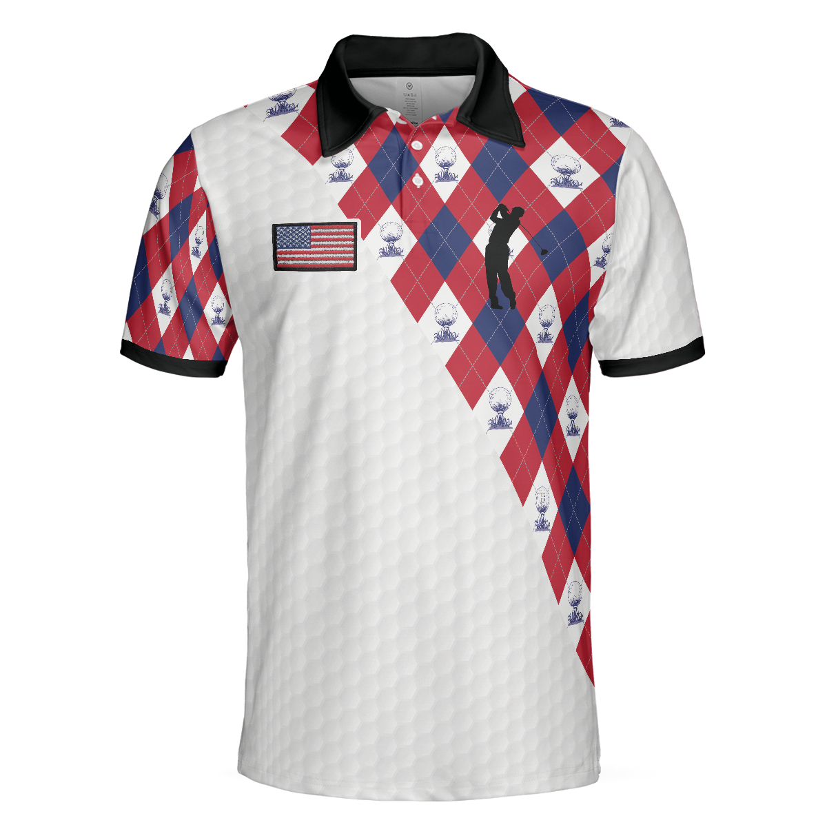 Golf Argyle Pattern Short Sleeve Golf Polo Shirt American Flag Polo Shirt Patriotic Golf Shirt For Men - 3