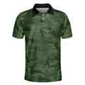 Green Camouflage Fisherman Silhouette Custom Polo Shirt - 3