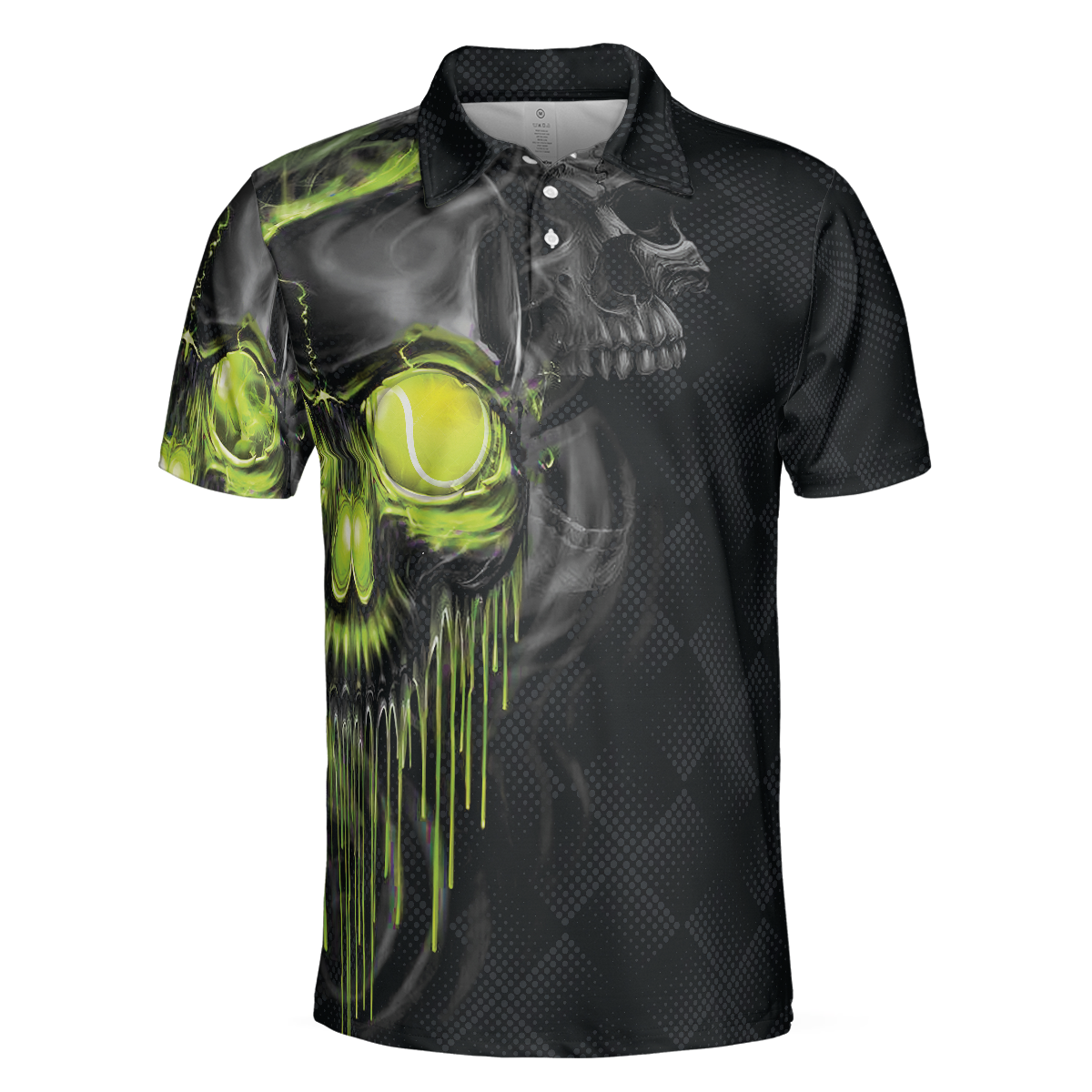 Skull Tennis Polo Shirt Scary Skull Graphic Tennis Shirt For Tennis Lovers Halloween Tennis Gift Idea - 3