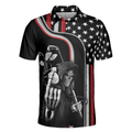 Reaper American Flag Short Sleeve Golf Polo Shirt Black Theme Reaper Golfer Golf Shirt For Men - 3