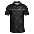 Bitcoin Golden Heartbeat Polo Shirt Black Bitcoin Shirt For Adults Cryptocurrency Short Sleeve Polo Shirt - 3