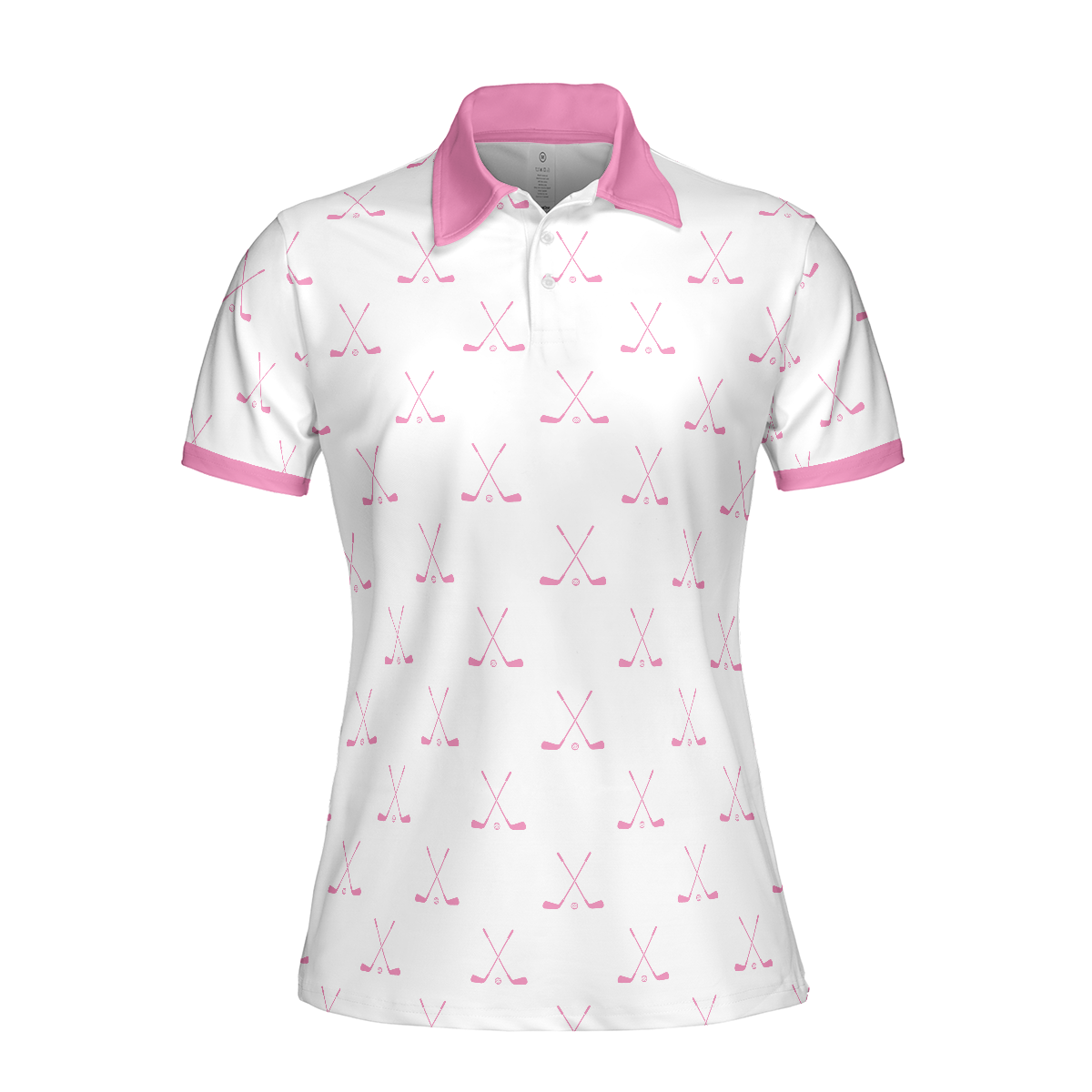 Crossed Golf Clubs Pink And White Golf Short Sleeve Women Polo Shirt Simple Golf Shirt Design For Ladies - 3