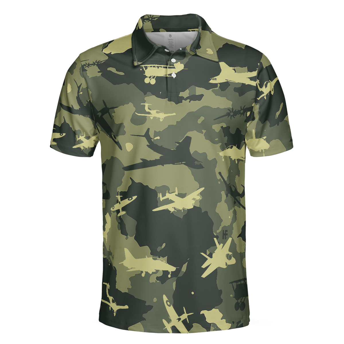 Aircraft Green Camouflage Short Sleeve Polo Shirt Army Polo Shirt Best Camo Shirt For Men - 3