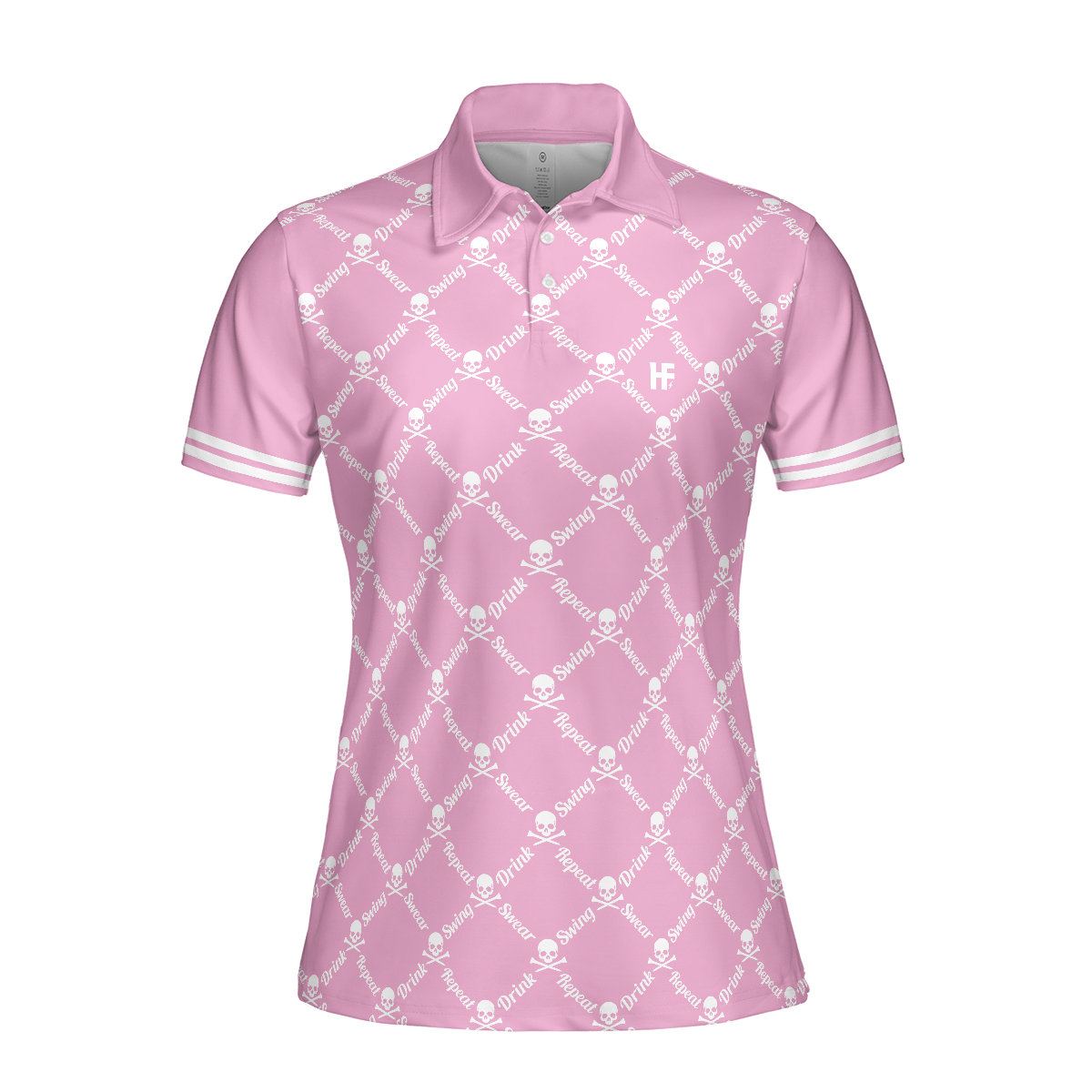 Swing Swear Drink Repeat Pink Golf Short Sleeve Women Polo Shirt Pink Golfing Shirt For Female Players - 3