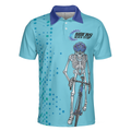 Riders Never Stop Skull Short Sleeve Polo Shirt Blue Skeleton Cyclist Polo Shirt Best Cycling Shirt For Men - 3