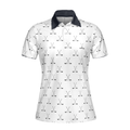 Crossed Golf Clubs Black And White Golf Short Sleeve Women Polo Shirt - 3