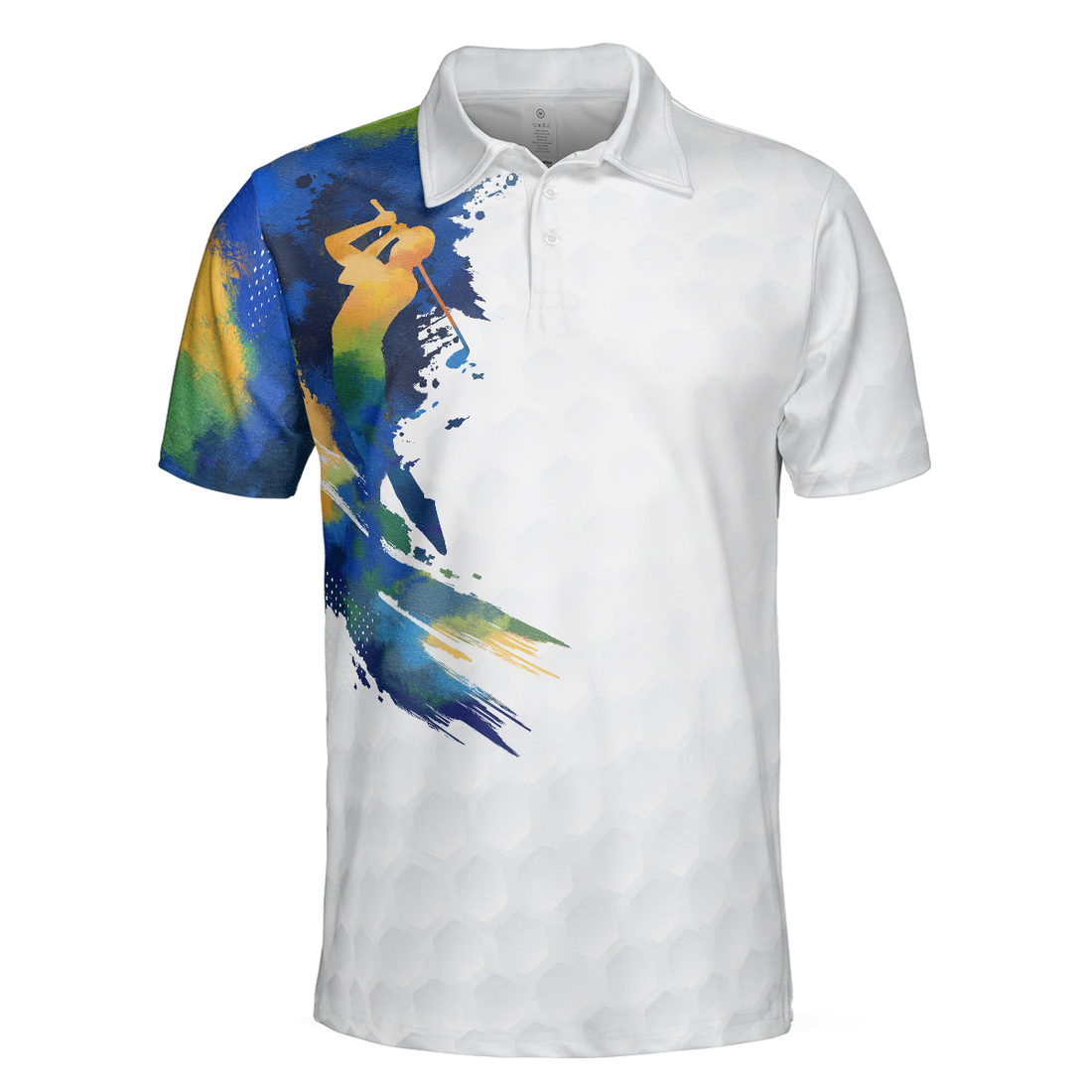 Lets Par Tee Colorful Water Color Golf Short Sleeve Polo Shirt White Golf Shirt For Men - 1