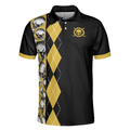 All Men Are Created Equal Then A Few Become A Golfer Polo Shirt Black And Yellow Skull Golf Shirt For Men - 3