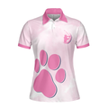 Never Underestimate A Cat Mom Golf Girl V2 Short Sleeve Women Polo Shirt Pink Paw Pattern Golf Shirt Golf Gift For Cat Lovers - 3