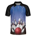 Spare No One Bowling Polo Shirt Black And Blue Tenpin Bowling Shirt For Men Cool Bowling Gift Idea - 3