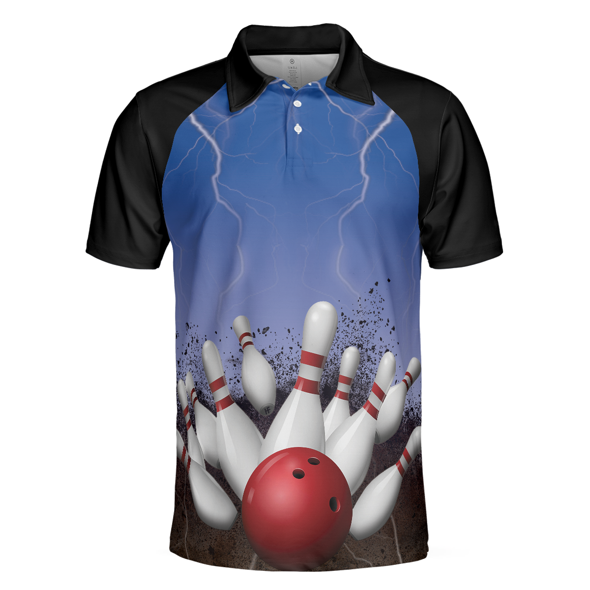 Spare No One Bowling Polo Shirt Black And Blue Tenpin Bowling Shirt For Men Cool Bowling Gift Idea - 3