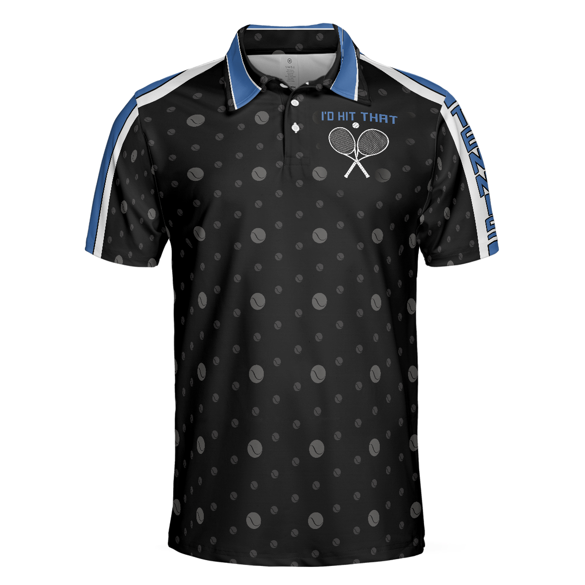 Tennis Blue Version Polo Shirt Black Dot And Tennis Ball Pattern Polo Shirt Best Tennis Shirt For Men - 3