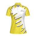 Sporty And Cutie Golf Girl Golf Short Sleeve Women Polo Shirt White And Yellow Golf Shirt For Ladies - 3