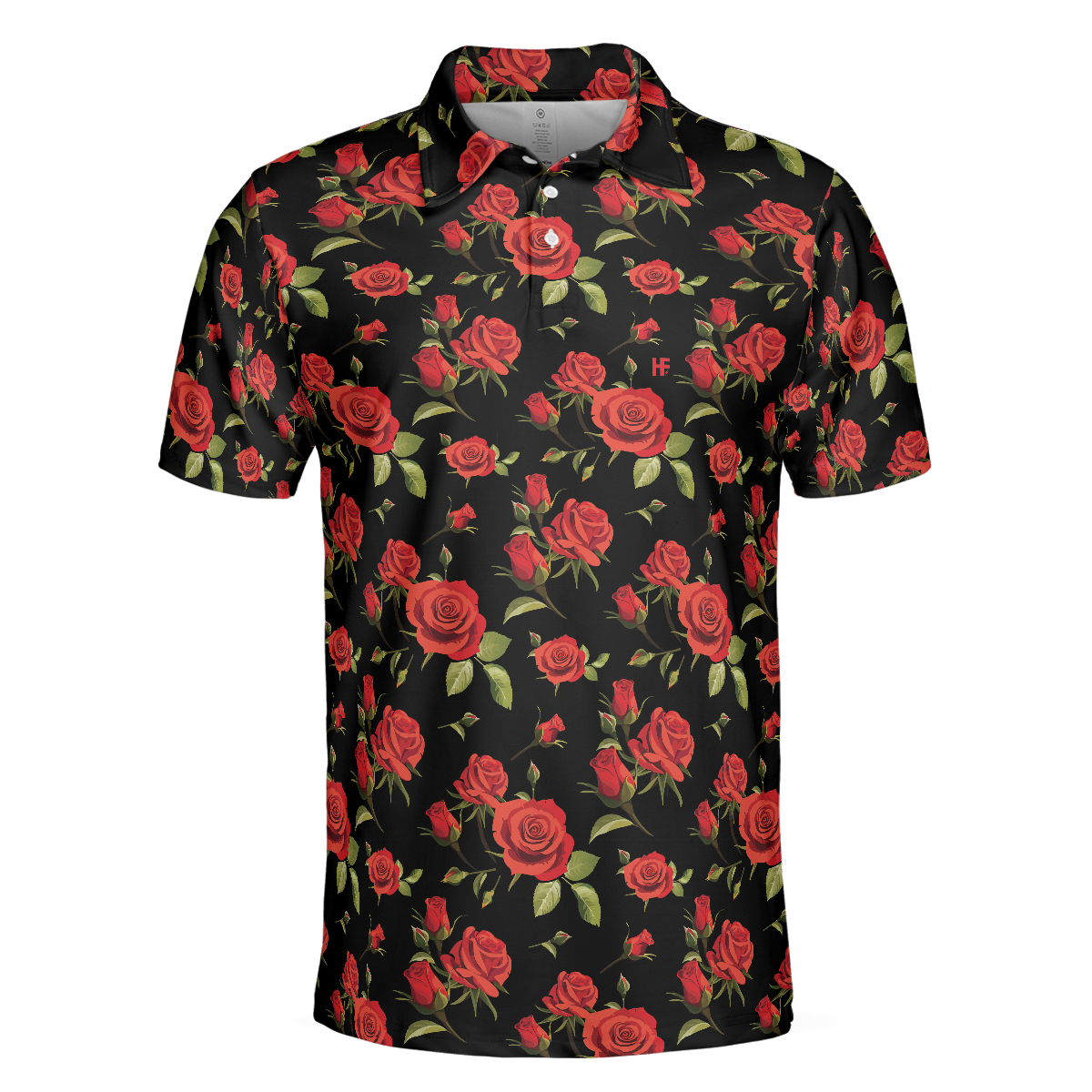 Red Roses Polo Shirt Red Roses Seamless Pattern Shirt For Adults Best Rose Themed Gift Idea For Rose Fans - 3