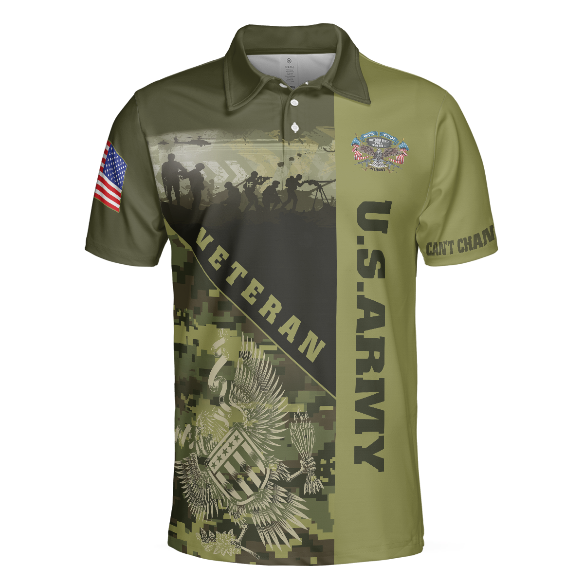 US Army Veterans Cant Change History Green Veteran Polo Shirt Patriotic Veteran Shirt For Men - 3