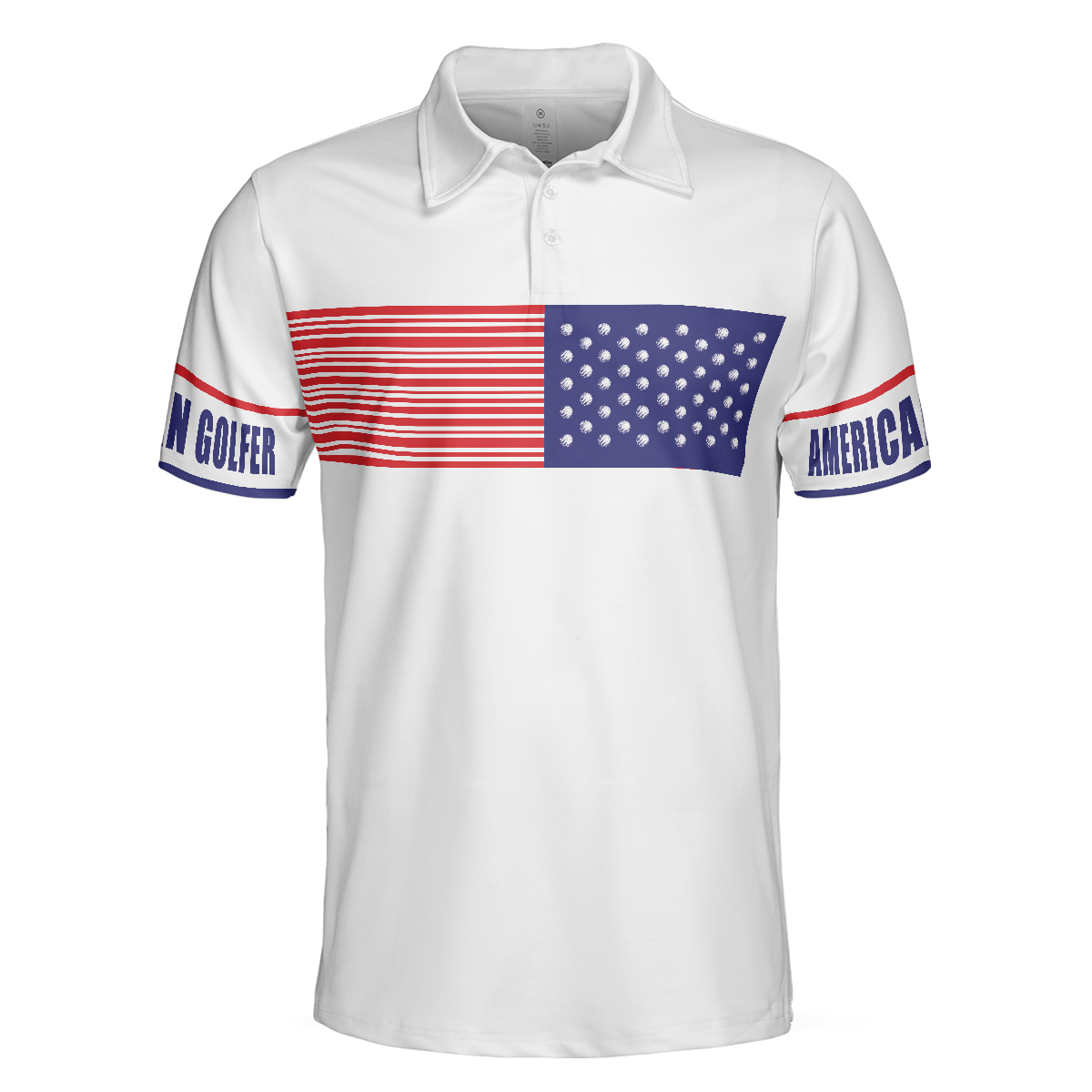 American Golfer Golfing Polo Shirt Strips Barcode American Flag Polo Shirt Patriotic Golf Shirt For Men - 3