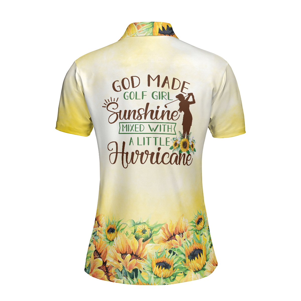 God Made Golf Girl Sunshine Short Sleeve Women Polo Shirt Yellow Sunflower Golf Shirt For Ladies Unique Female Golf Gift - 2