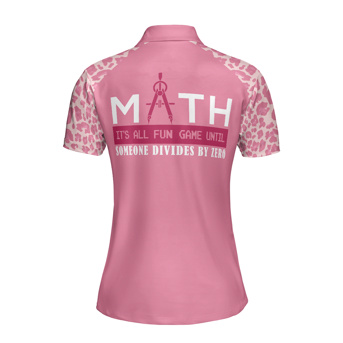 Pink Leopard Math Teacher Short Sleeve Women Polo Shirt Funny Math Shirt For Ladies - 1