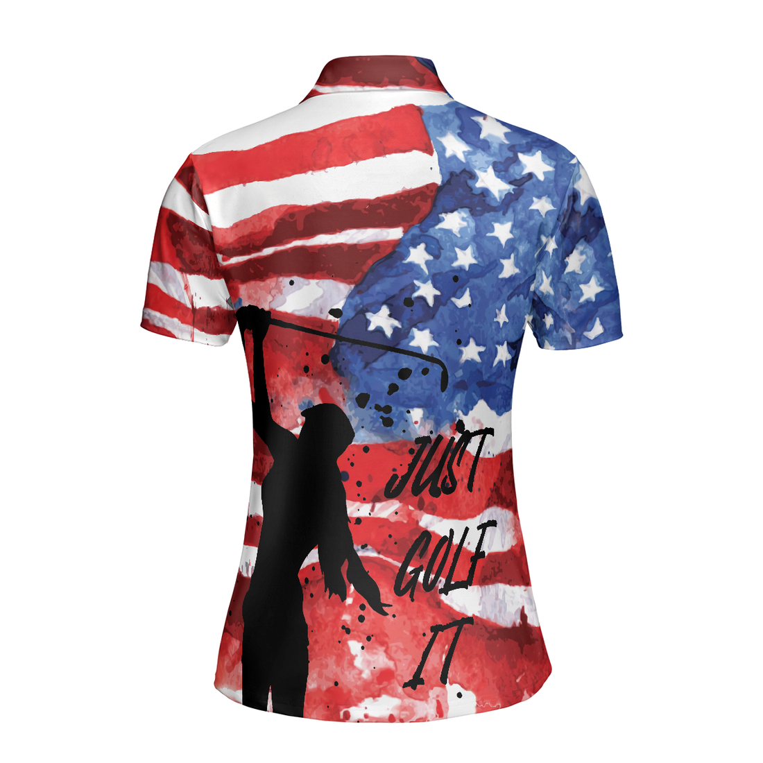 American Golfer Just Golf It V2 Short Sleeve Women Polo Shirt American Flag Golf Shirt For Ladies - 1