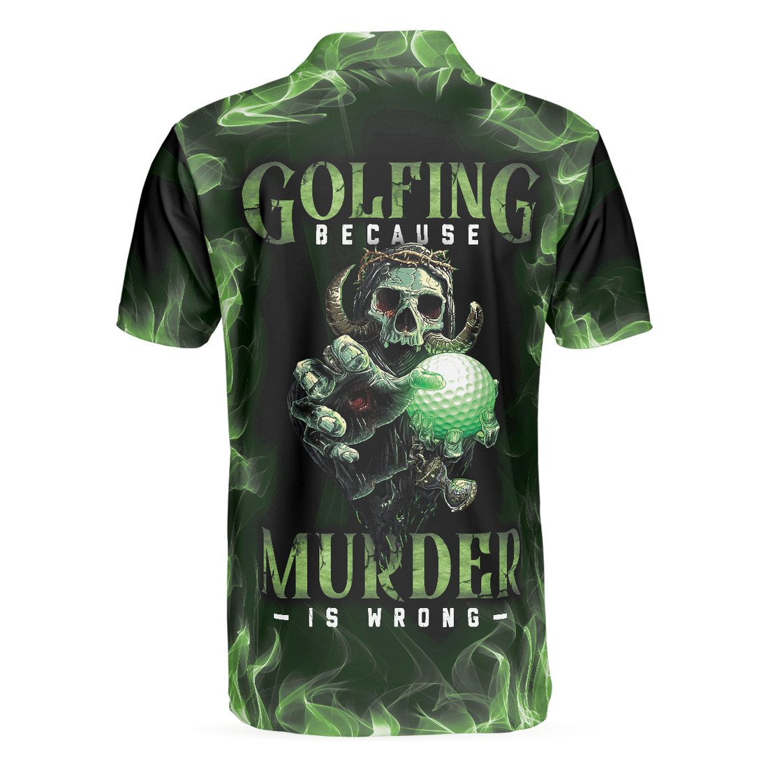 Golfing Murder Polo Shirt Green Skull Golf Shirt Design Best Gift Idea For Golfers Scary Golf Shirt - 1