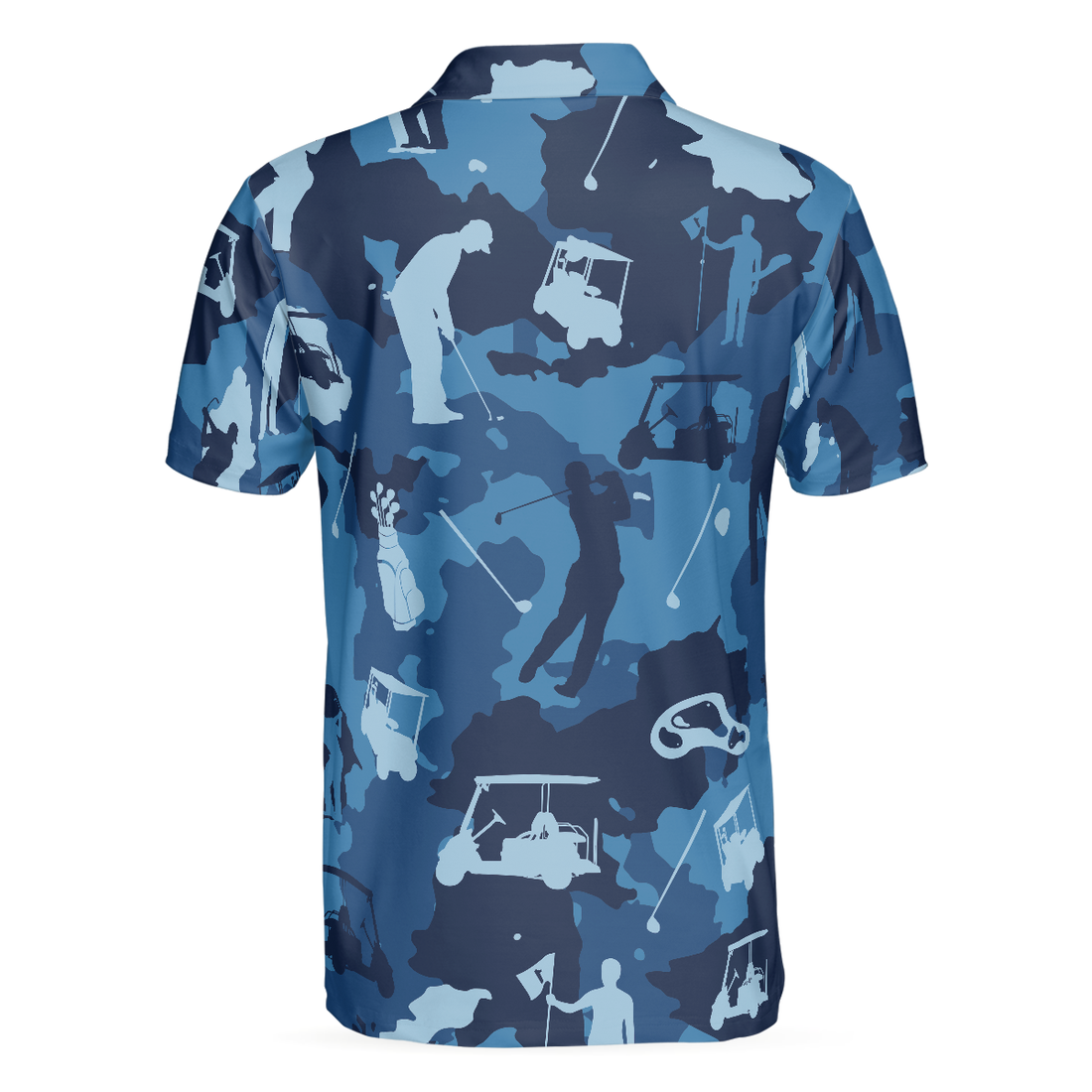 Golf Ocean Blue Camouflage Polo Shirt Streetwear Golfing Polo Shirt Camo Golf Shirt For Men - 1