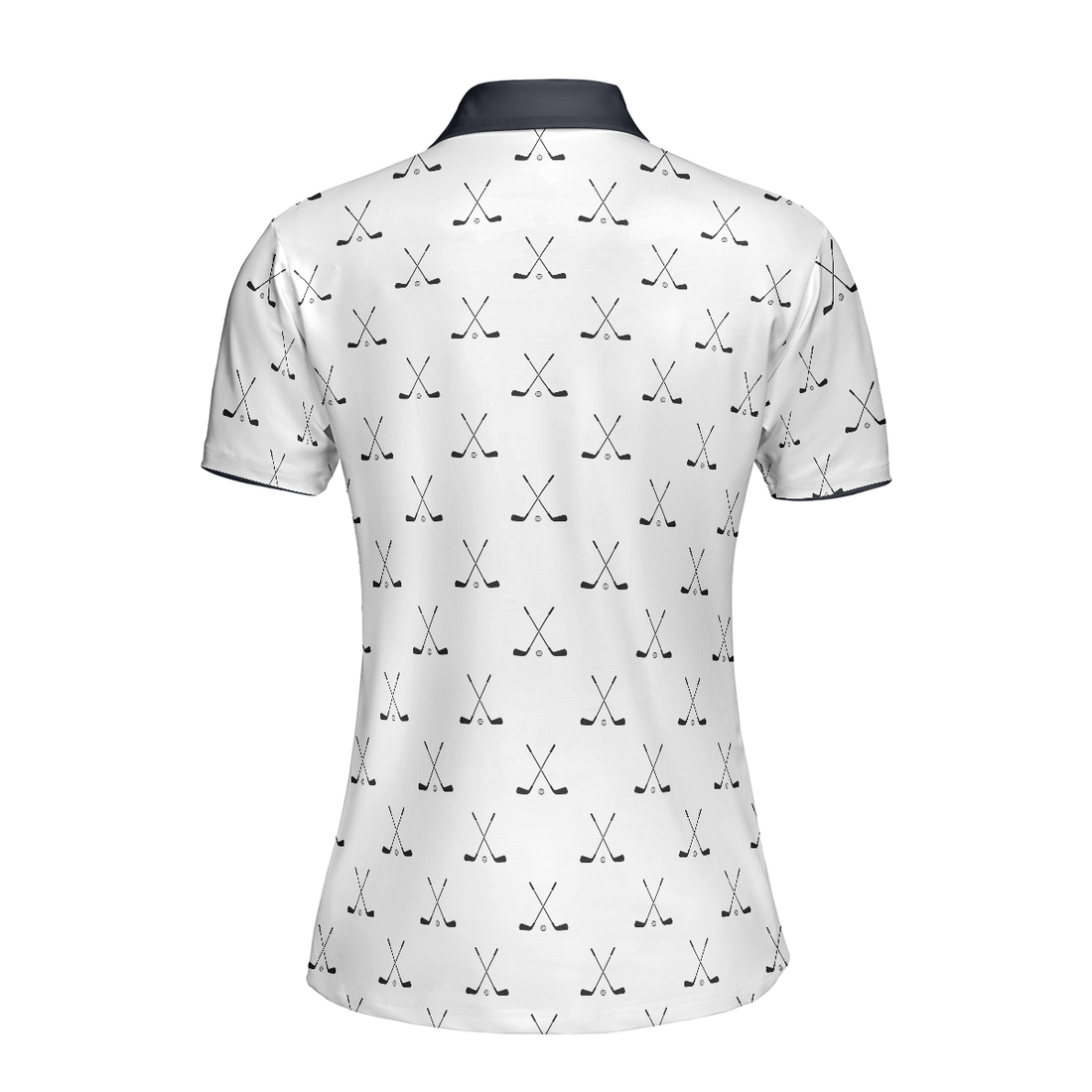 Crossed Golf Clubs Black And White Golf Short Sleeve Women Polo Shirt - 1