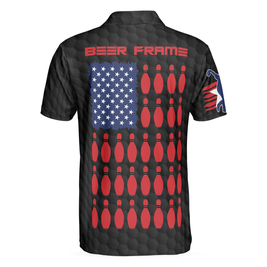 Beer Frame Bowling With American Flag Polo Shirt - 1