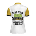 Grab Your Balls Were Going To Play Tennis Short Sleeve Women Polo Shirt White And Yellow Tennis Shirt For Ladies - 2