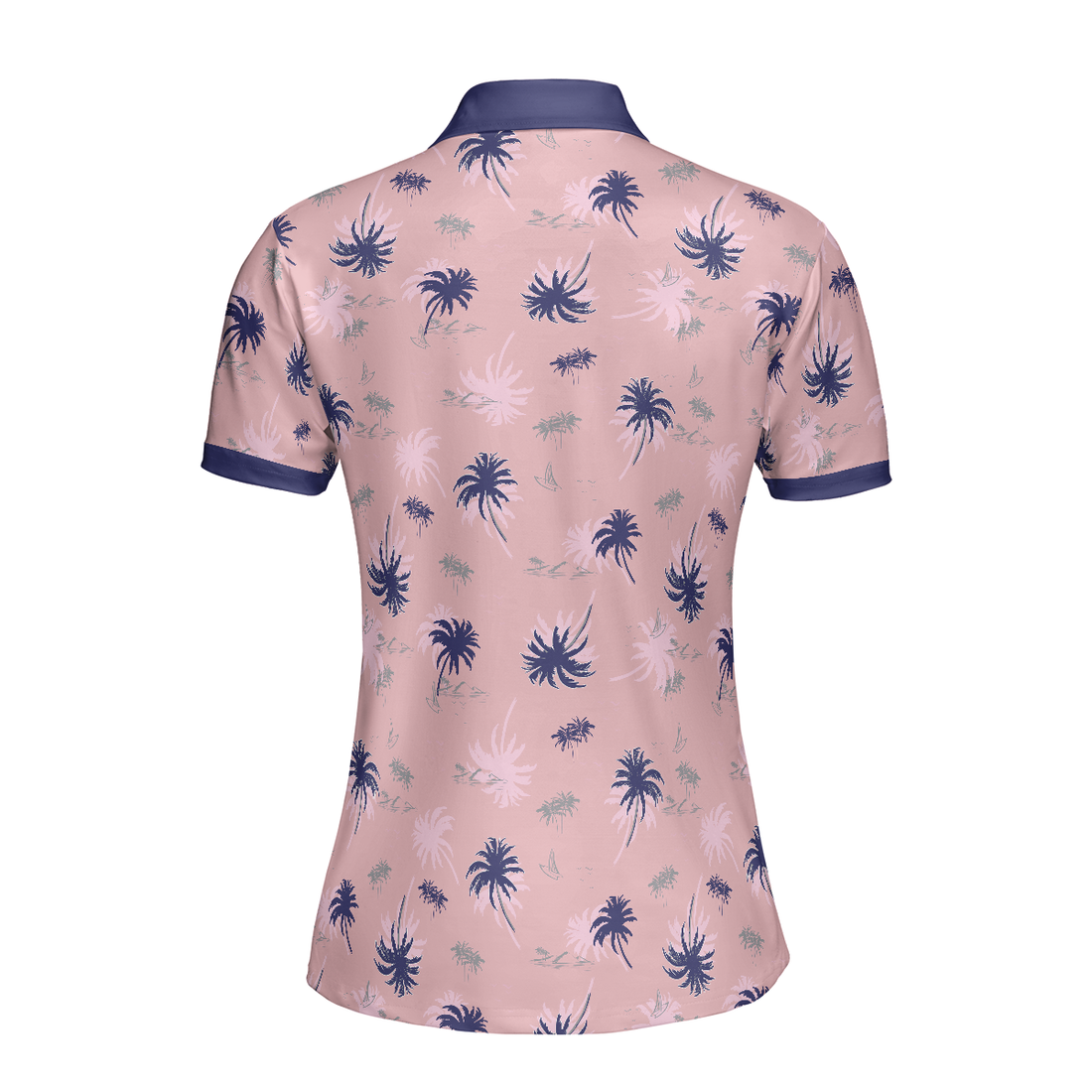 Tropical Palm Tree Pattern Shirt Short Sleeve Women Polo Shirt - 1