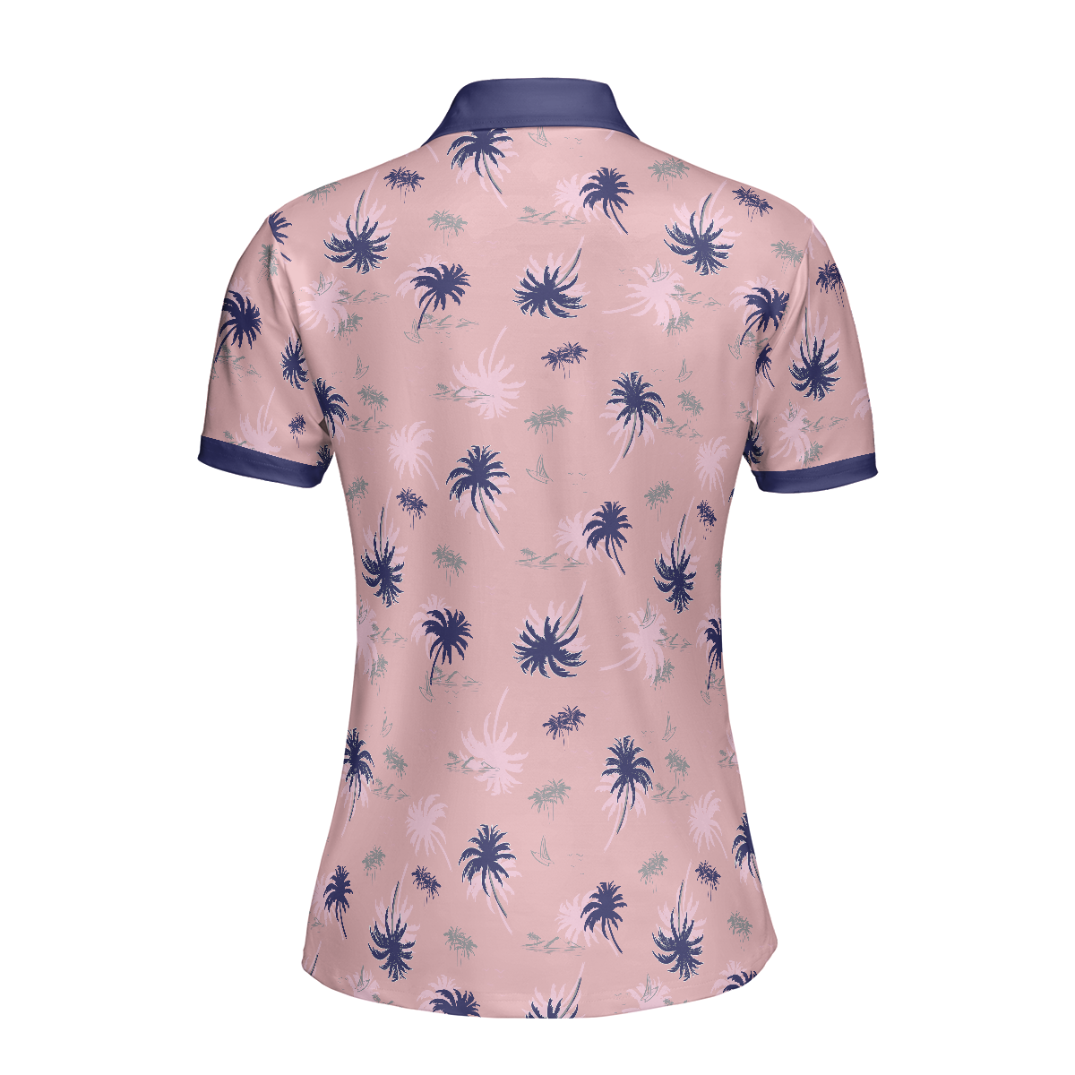 Tropical Palm Tree Pattern Shirt Short Sleeve Women Polo Shirt - 2