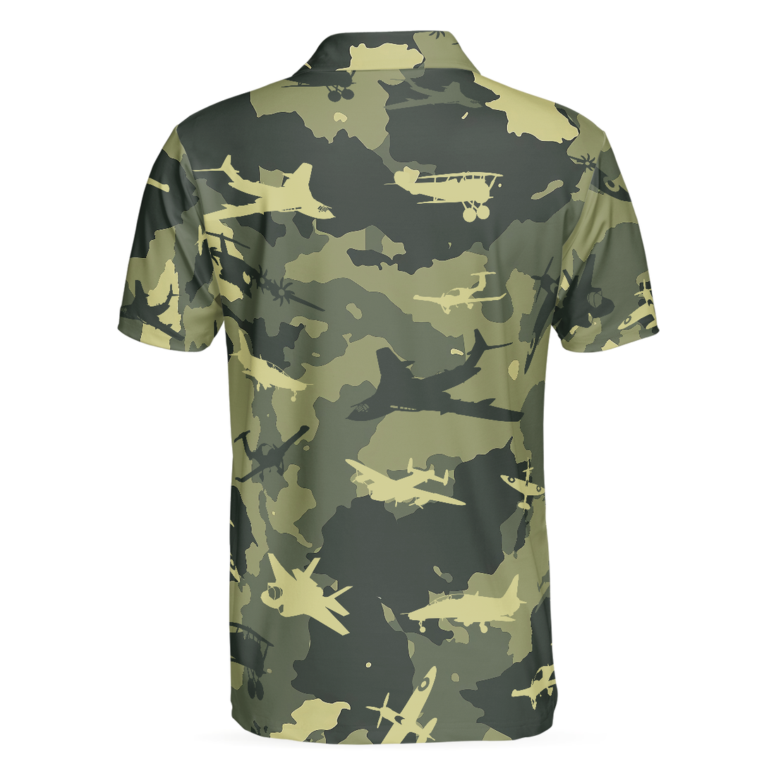 Aircraft Green Camouflage Short Sleeve Polo Shirt Army Polo Shirt Best Camo Shirt For Men - 1