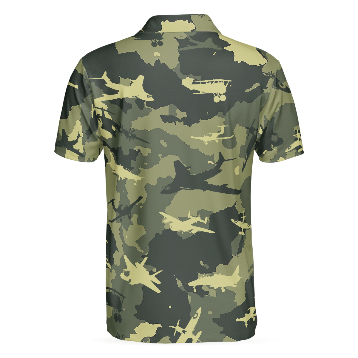 Aircraft Green Camouflage Short Sleeve Polo Shirt Army Polo Shirt Best Camo Shirt For Men - 2