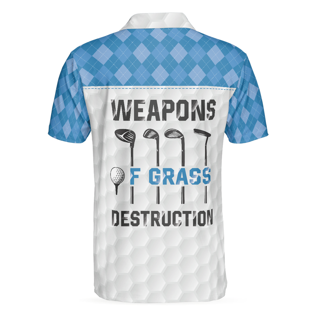 Weapons Of Grass Destruction Short Sleeve Polo Shirt Golf Texture Blue Argyle Pattern Polo Shirt Best Golf Shirt For Men - 1