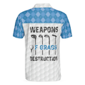 Weapons Of Grass Destruction Short Sleeve Polo Shirt Golf Texture Blue Argyle Pattern Polo Shirt Best Golf Shirt For Men - 2