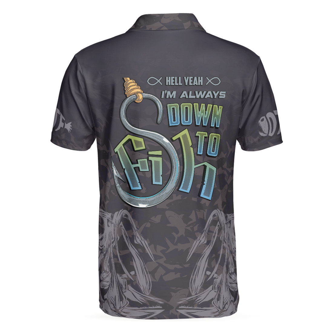 Im Always DTF Down To Fish Fishing Polo Shirt Black Skull Polo Shirt Best Fishing Shirt For Men - 1