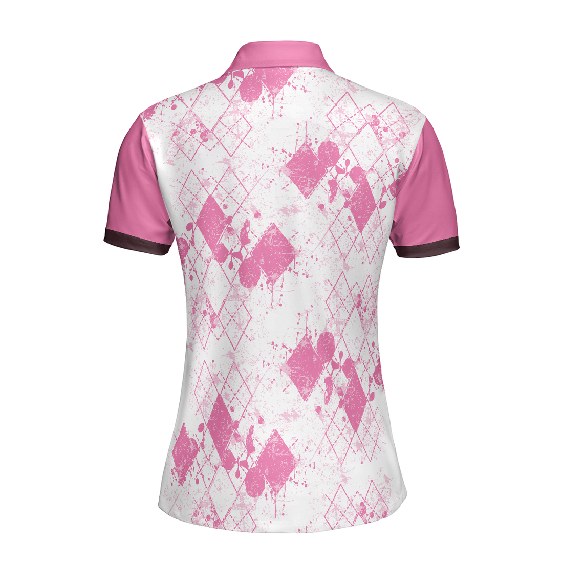 Ladies Mrs Bones Golf Pink Argyle Short Sleeve Women Polo Shirt Proof That Women Can Drive White And Pink Golf Shirt For Ladies - 1