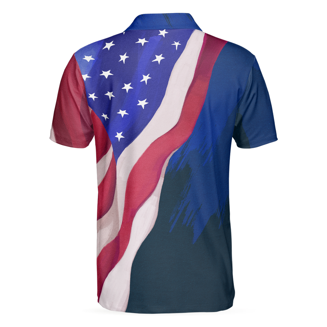 Watercolor Golf American Flag Men Polo Shirt - 1