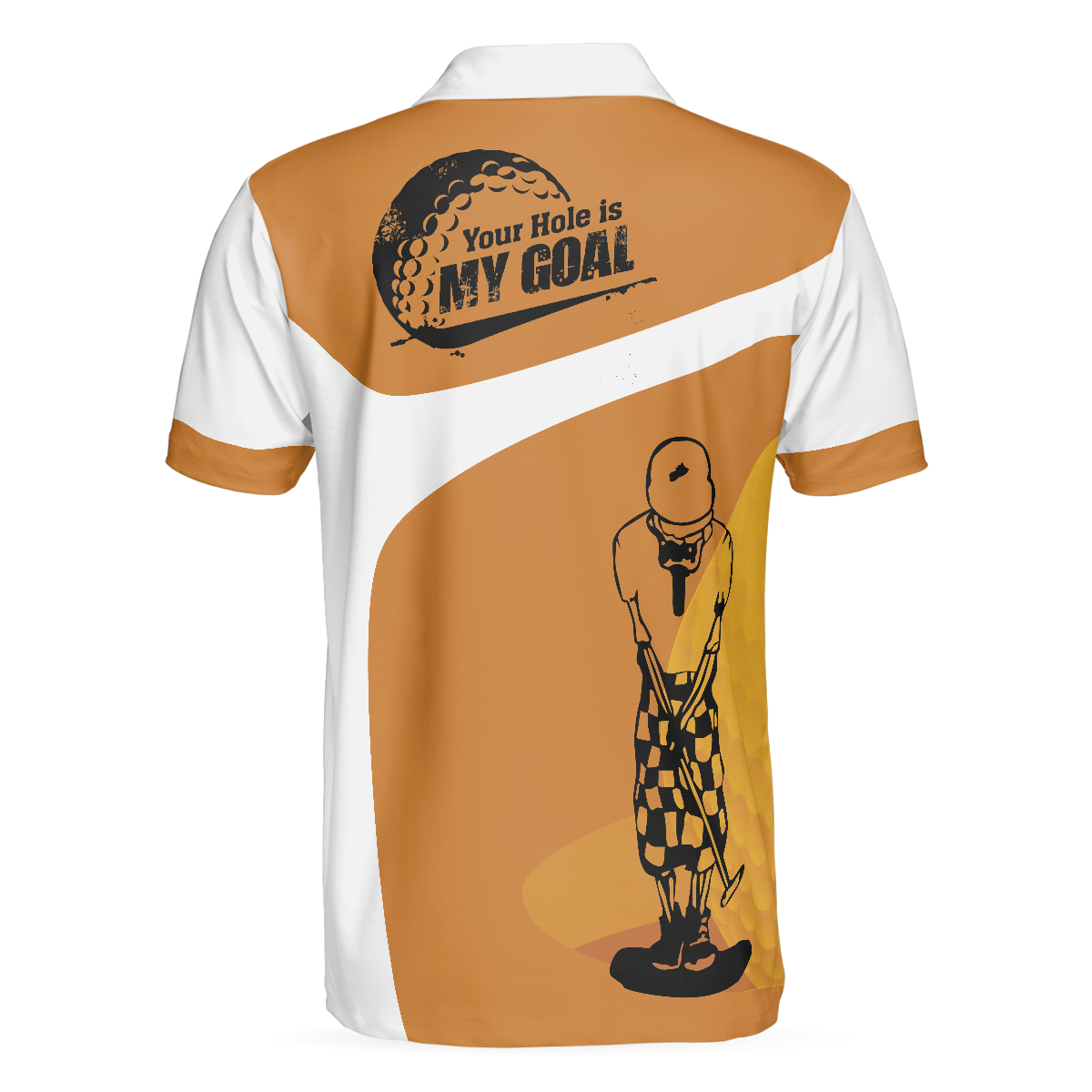 Your Hole Is My Goal Skull Polo Shirt Light Brown Skeleton Golfer Polo Shirt Best Golf Shirt For Men - 2