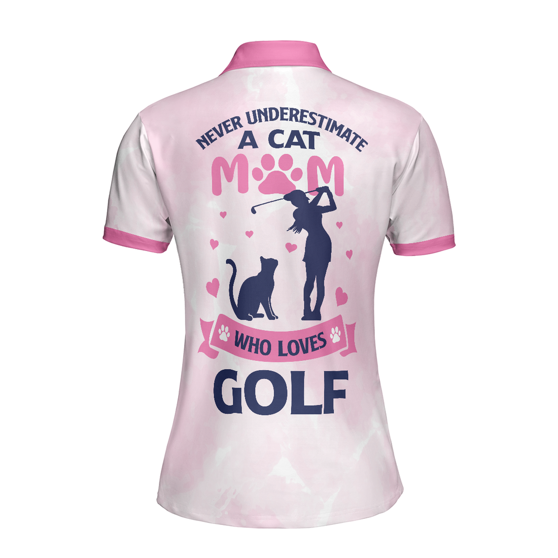 Never Underestimate A Cat Mom Golf Girl Short Sleeve Women Polo Shirt - 1