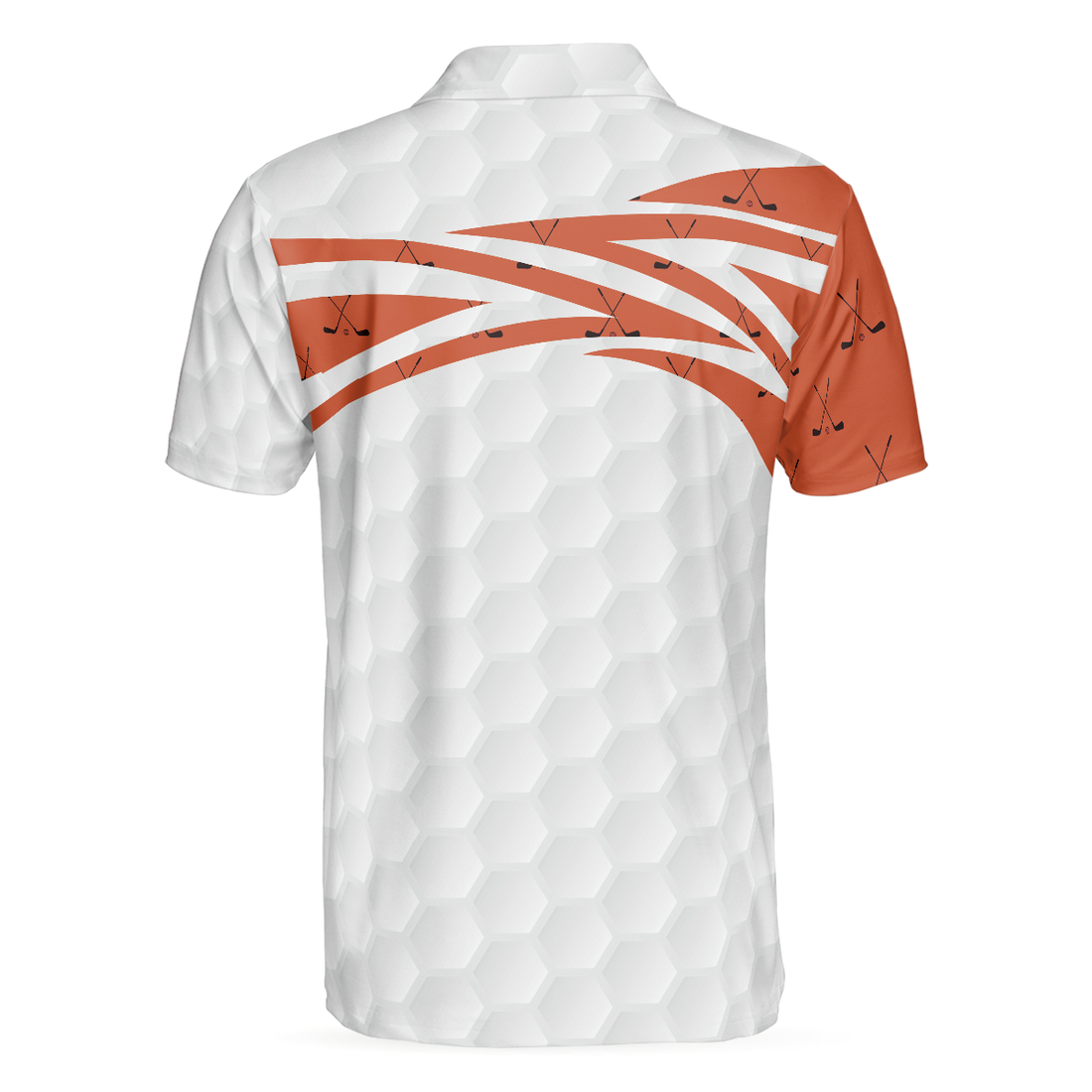 Skull Golfer Seamless Pattern Golf Polo Shirt White And Orange Golf Shirt For Men Cool Gift For Golfers - 1