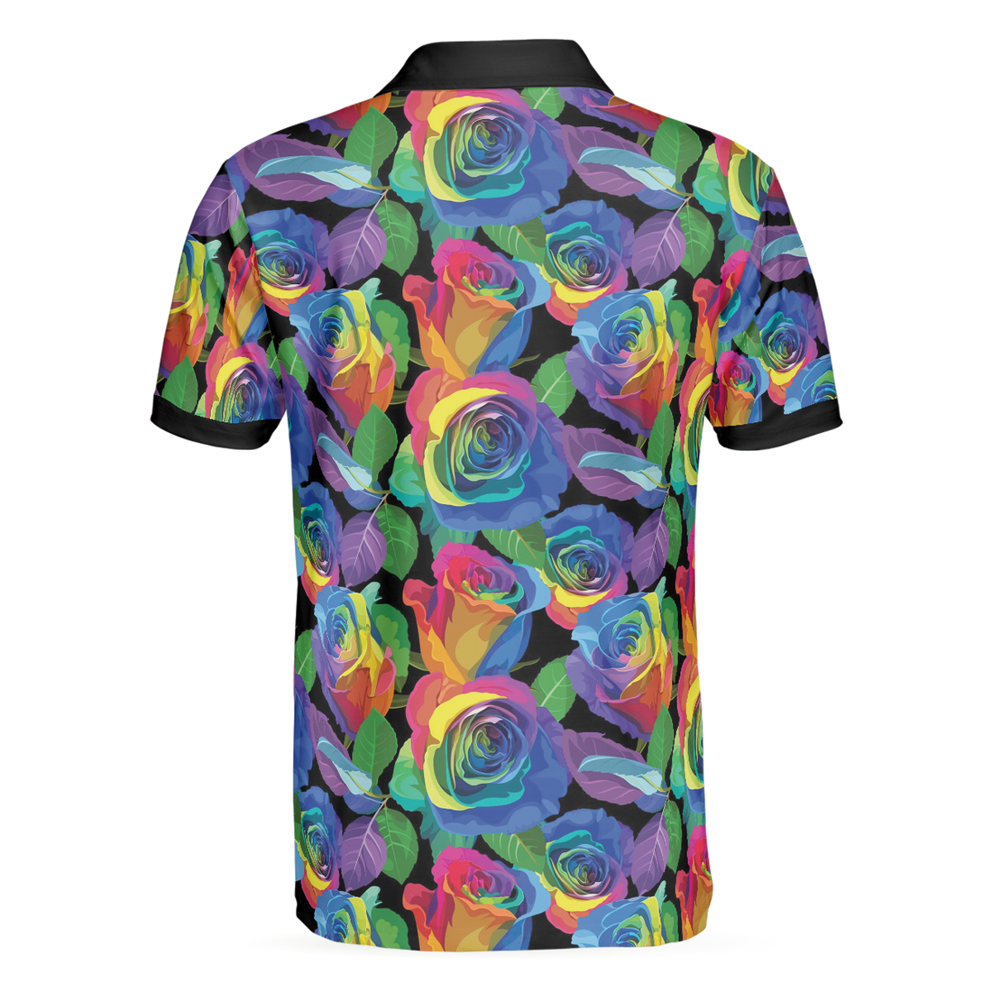 Rainbow Rose Polo Shirt Colorful Roses Pattern Polo Shirt For Men - 1