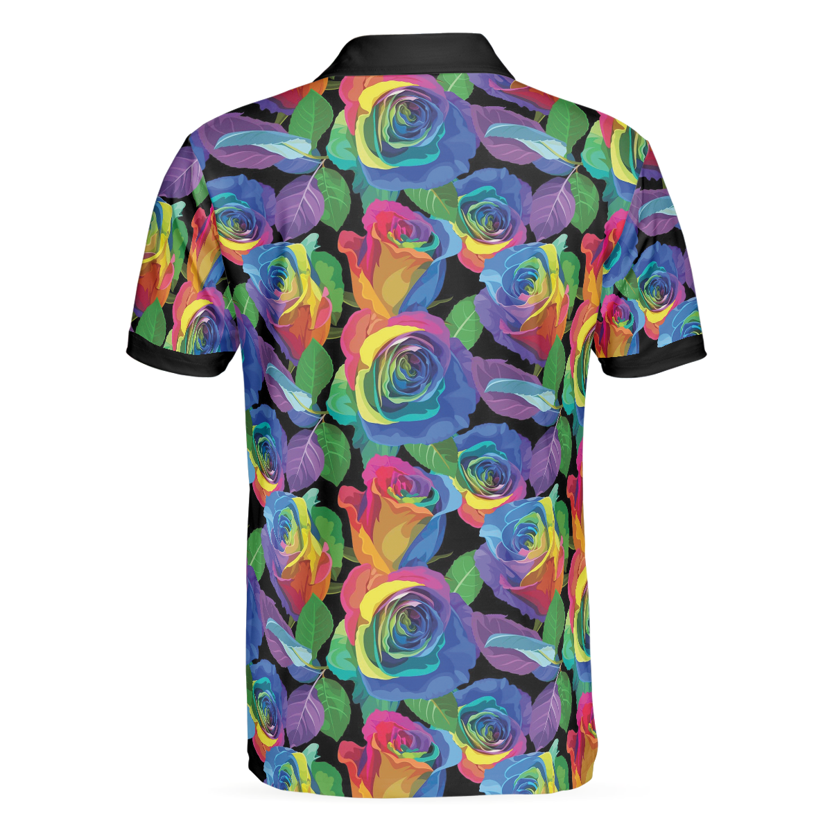 Rainbow Rose Polo Shirt Colorful Roses Pattern Polo Shirt For Men - 2