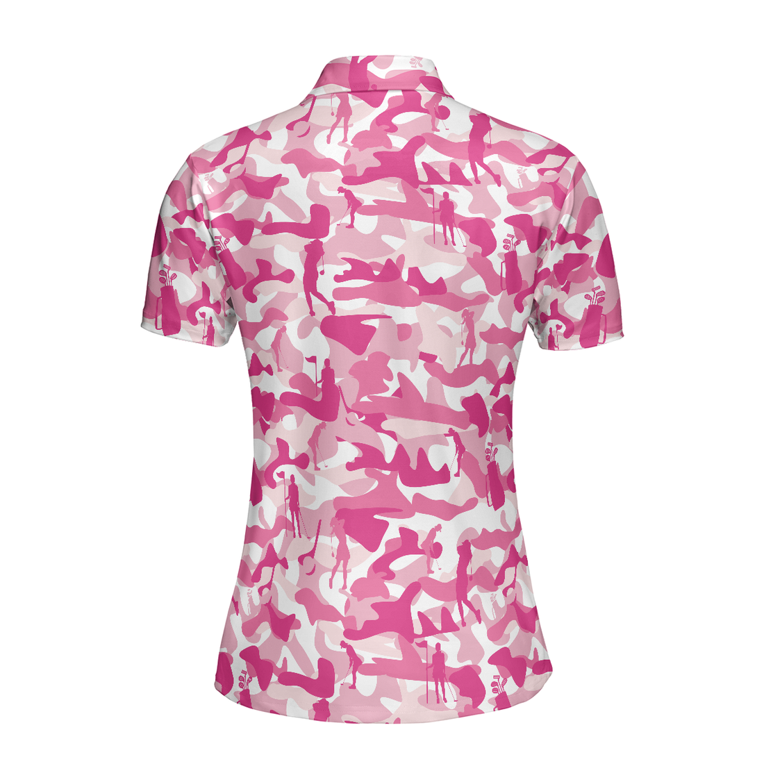 White Pink Camouflage Thinning Layout Golf Short Sleeve Women Polo Shirt Best Golf Shirt For Female Golfers - 1