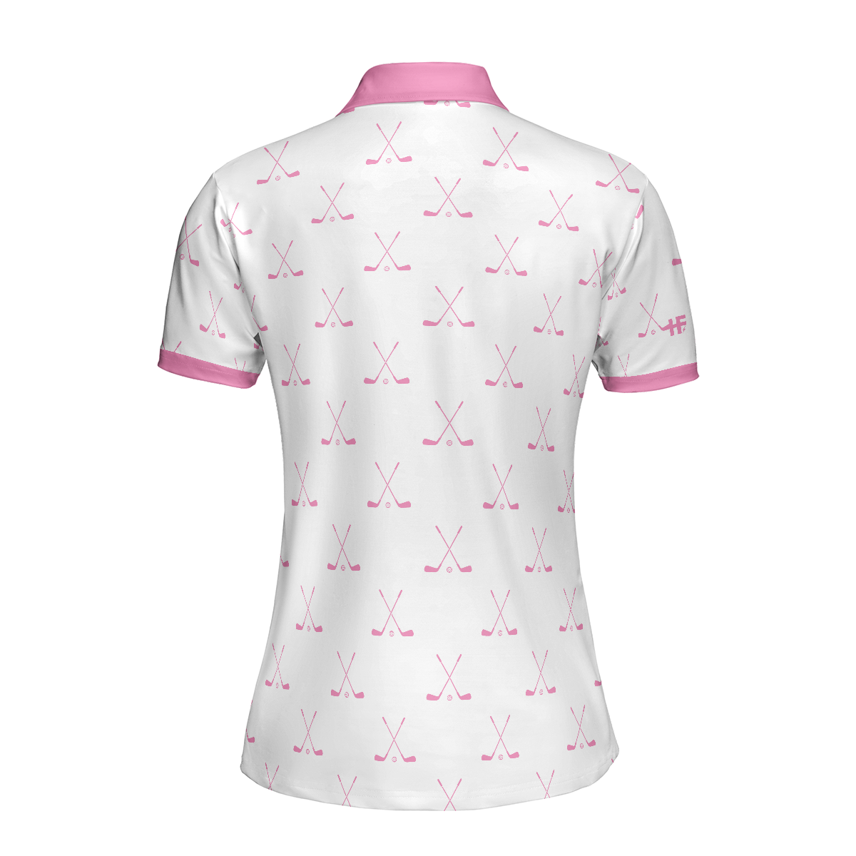 Crossed Golf Clubs Pink And White Golf Short Sleeve Women Polo Shirt Simple Golf Shirt Design For Ladies - 2