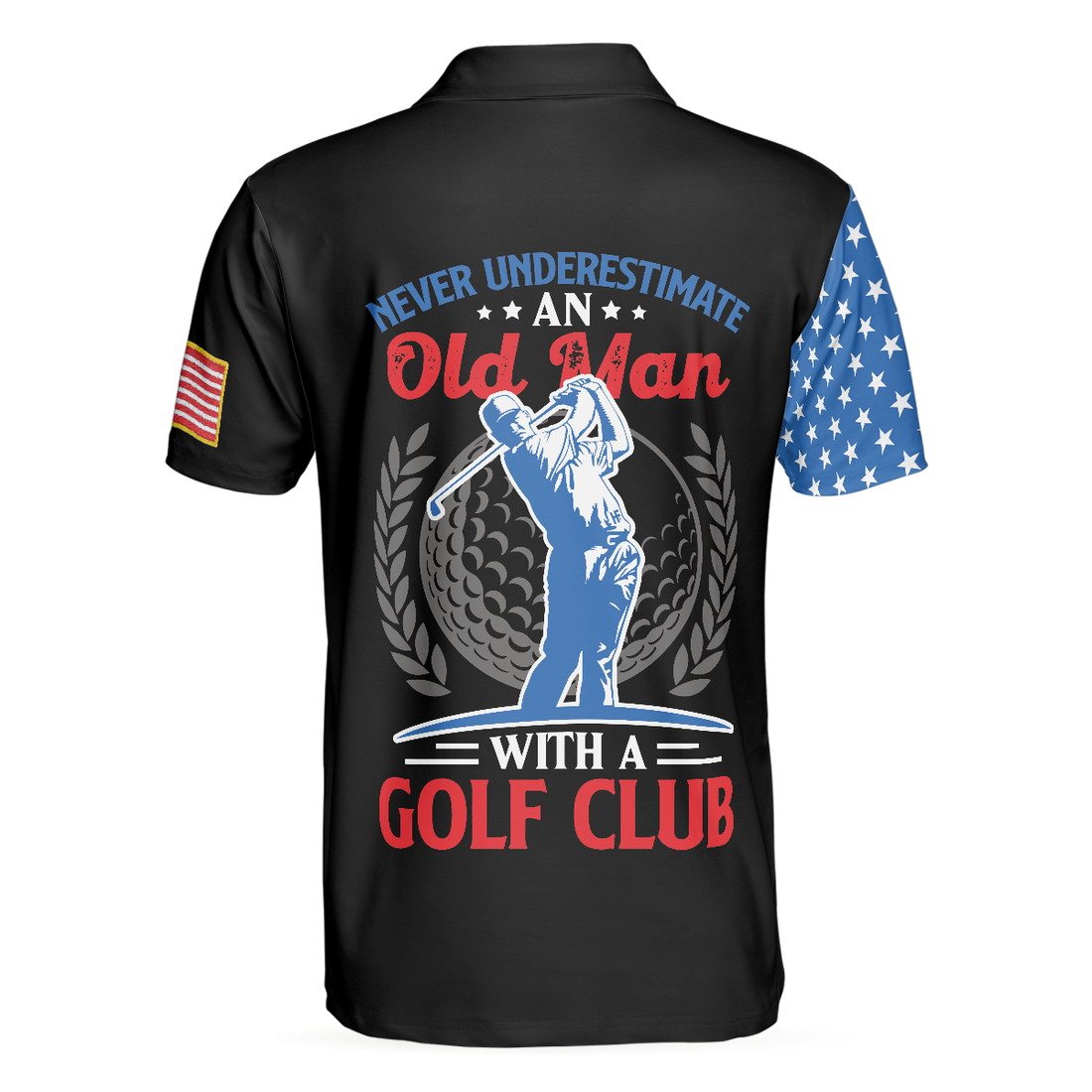 Skull Golf With American Flag Polo Shirt Never Underate An Old Man Golfer Polo Shirt Best Golf Shirt For Men - 1