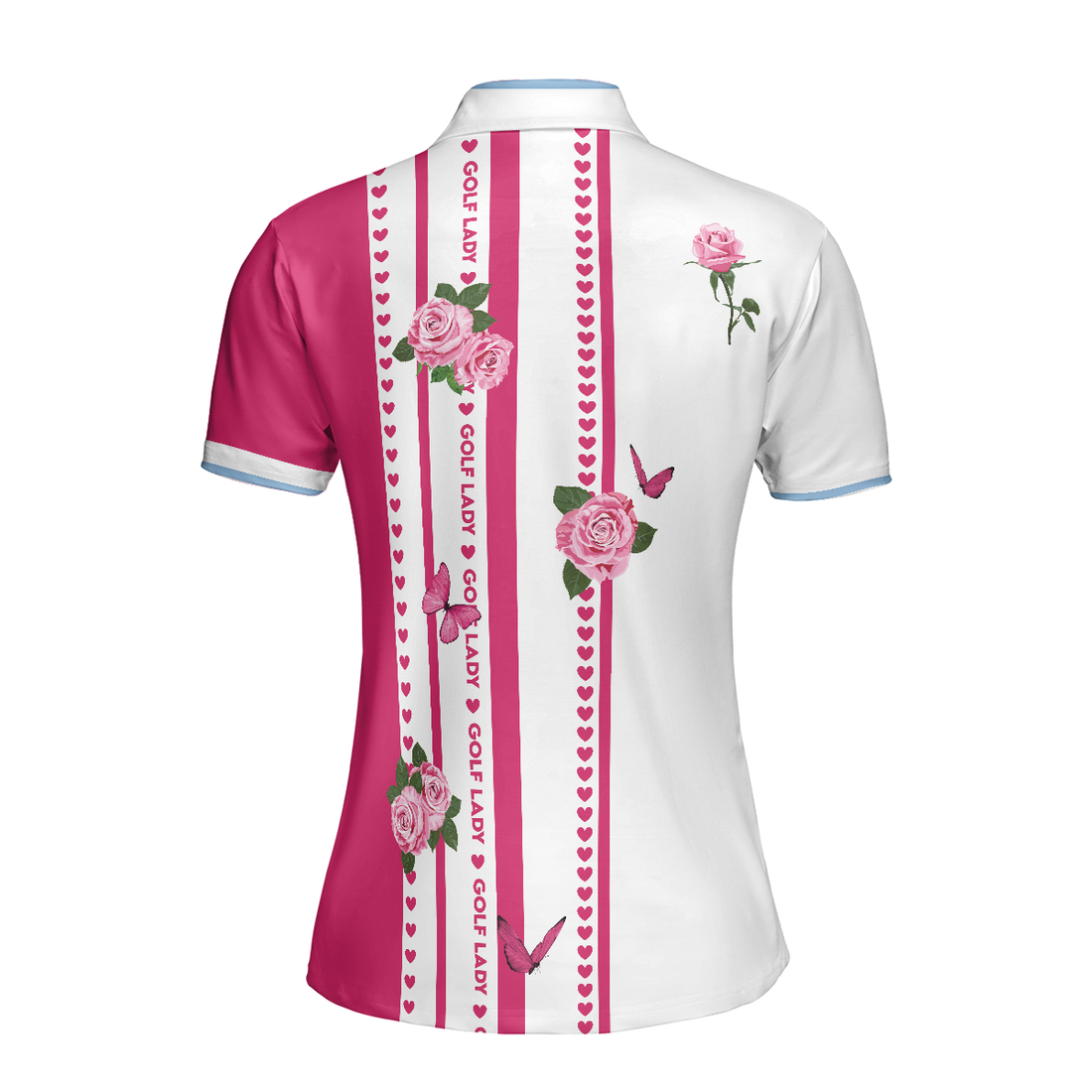 Golf Lady With Roses In Vintage Style Golf Short Sleeve Women Polo Shirt Floral Shirt For Golf Ladies - 1