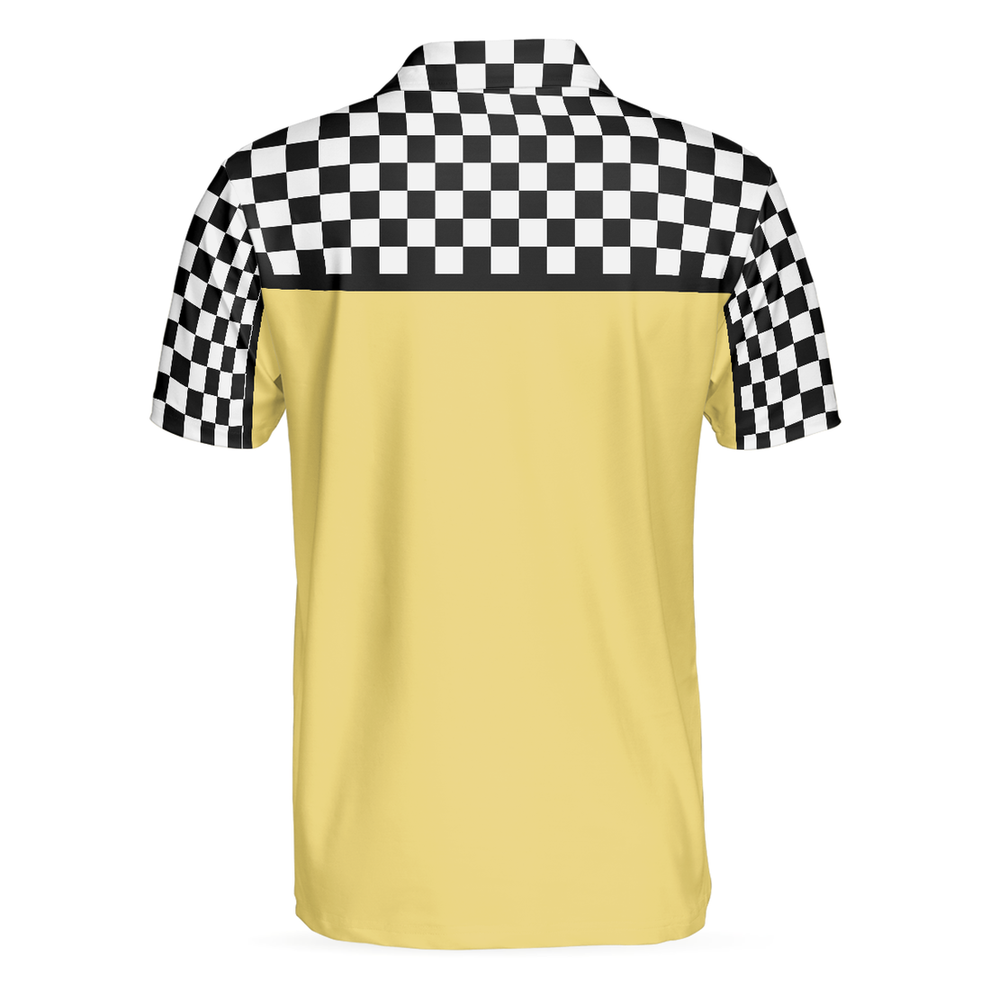 Relaxi Taxi Short Sleeve Polo Shirt Black And White Checker Pattern Yellow Taxi Shirt For Men - 1