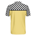 Relaxi Taxi Short Sleeve Polo Shirt Black And White Checker Pattern Yellow Taxi Shirt For Men - 2